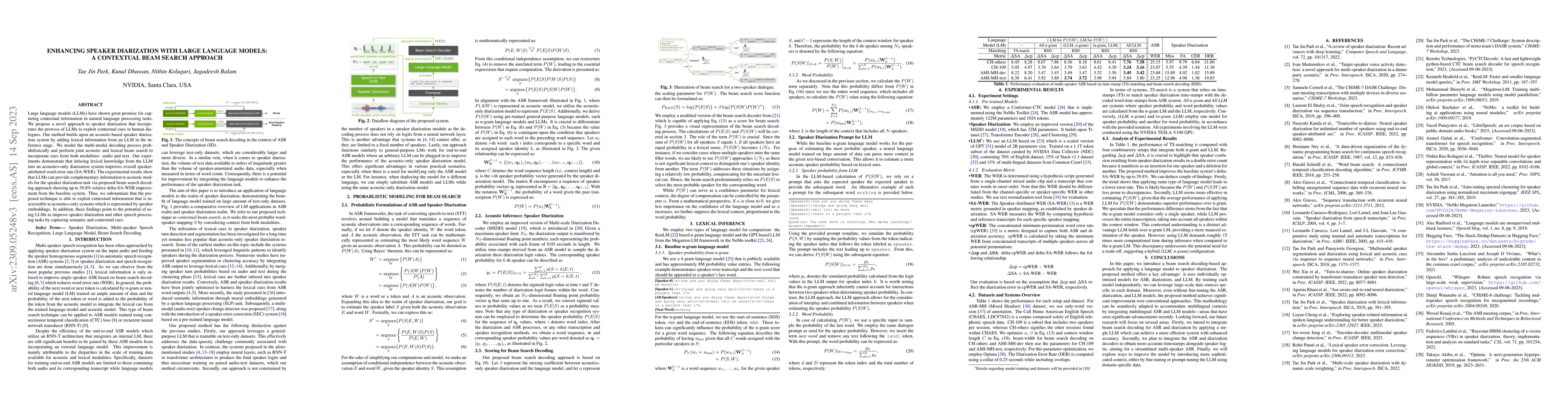 Thumbnail for Enhancing Speaker Diarization with Large Language Models: A Contextual
  Beam Search Approach