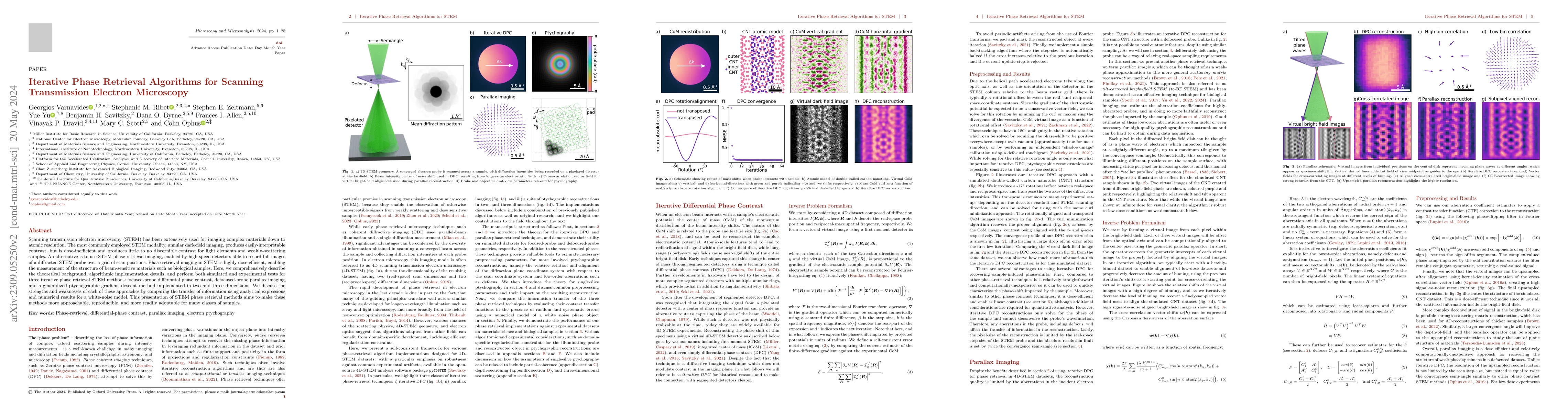Thumbnail for Iterative Phase Retrieval Algorithms for Scanning Transmission Electron
  Microscopy