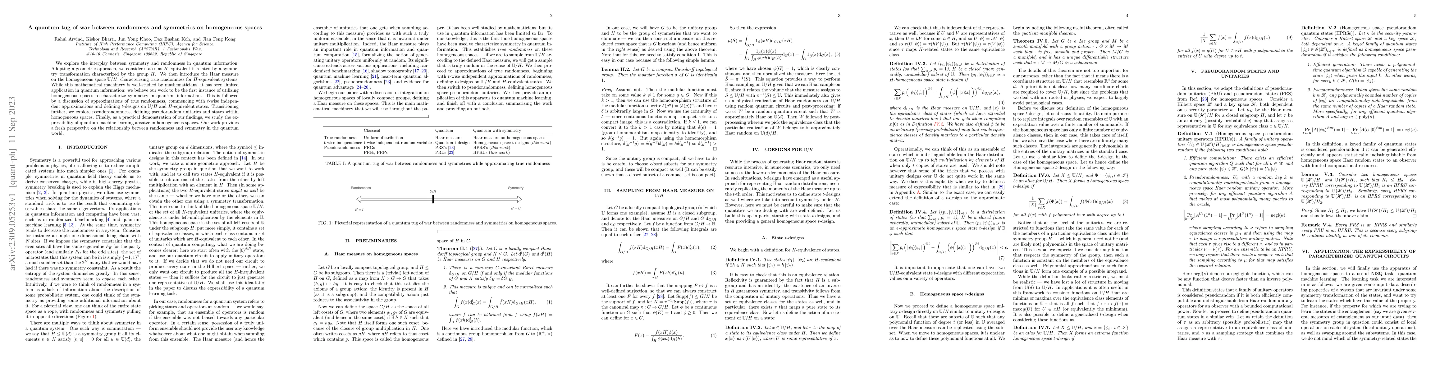 Thumbnail for A quantum tug of war between randomness and symmetries on homogeneous
  spaces