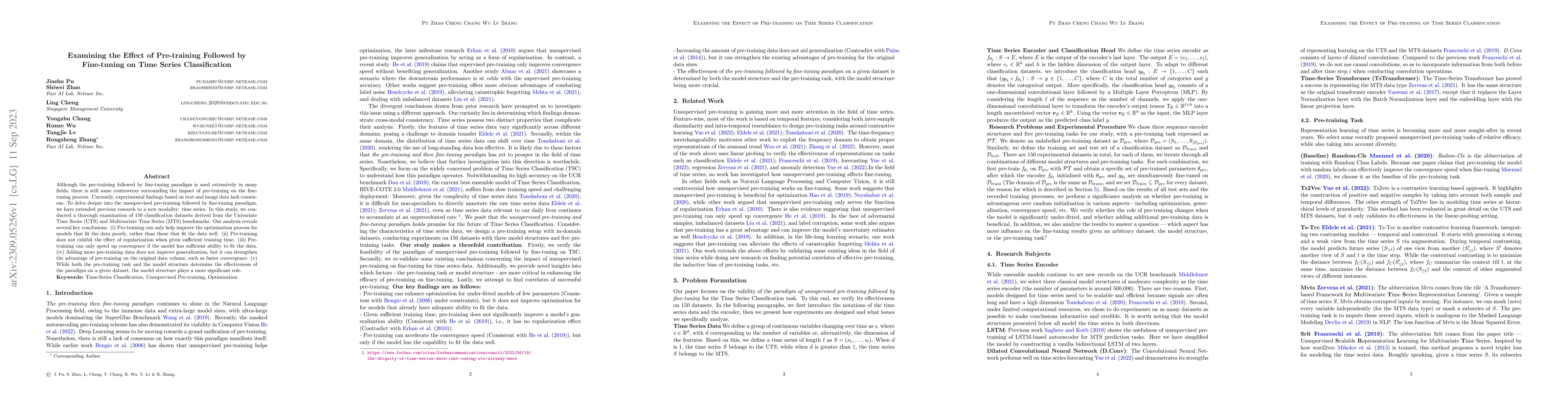 Thumbnail for Examining the Effect of Pre-training on Time Series Classification