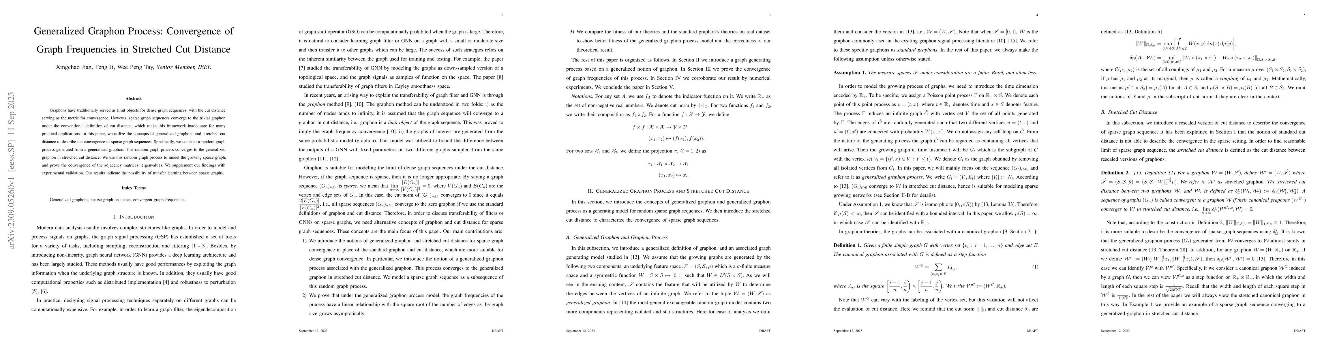Thumbnail for Generalized Graphon Process: Convergence of Graph Frequencies in
  Stretched Cut Distance