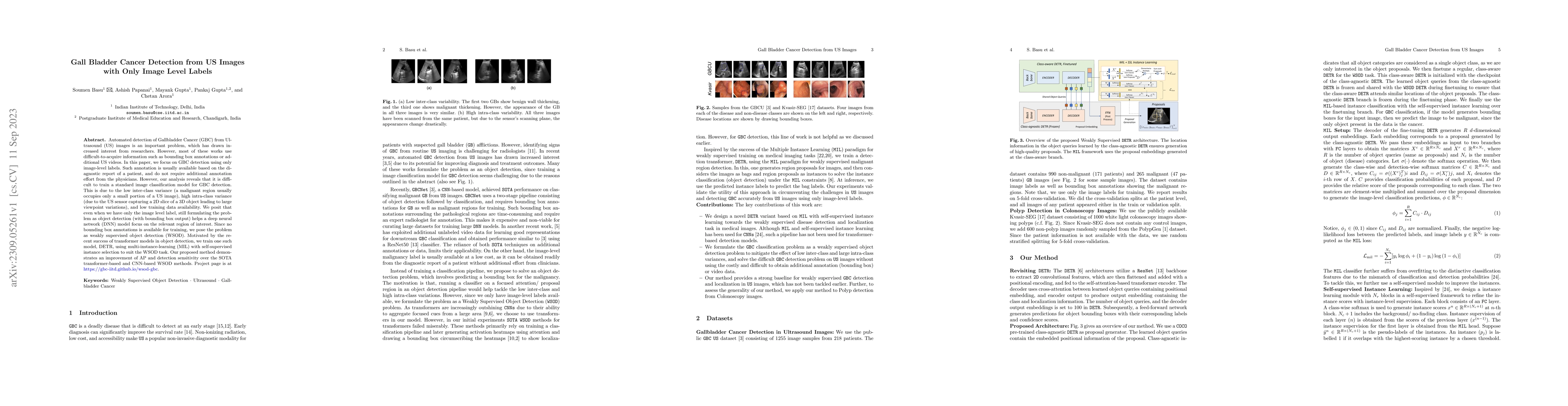 Thumbnail for Gall Bladder Cancer Detection from US Images with Only Image Level
  Labels