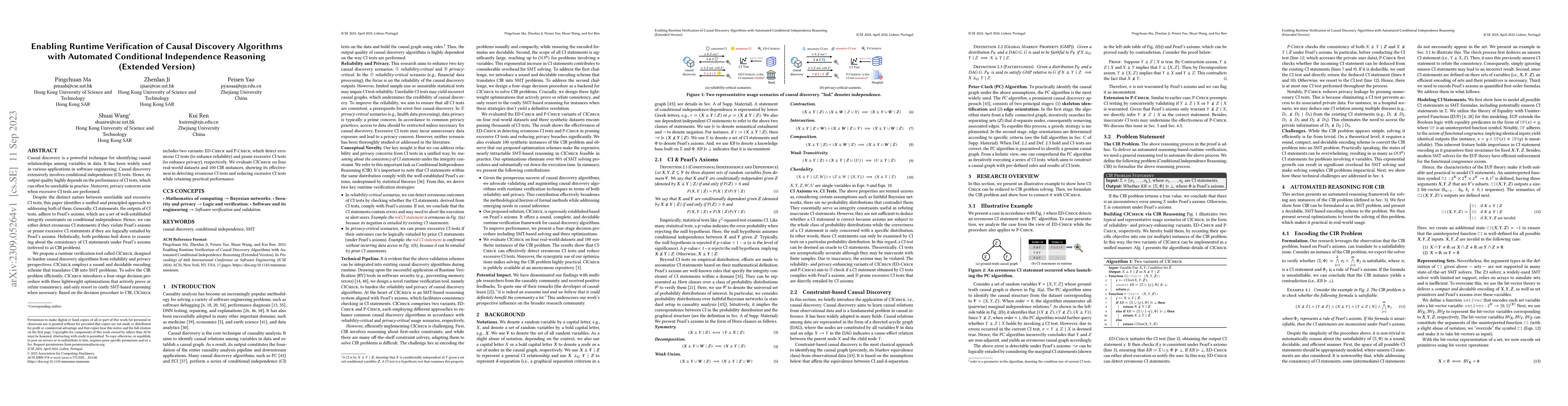 Thumbnail for Enabling Runtime Verification of Causal Discovery Algorithms with
  Automated Conditional Independence Reasoning (Extended Version)
