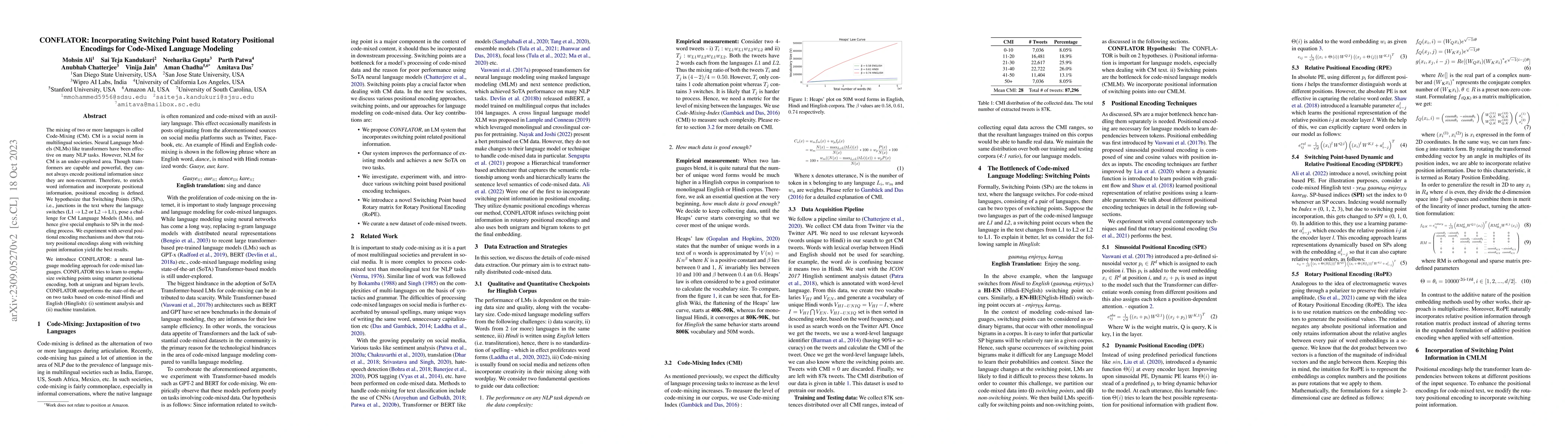 Thumbnail for CONFLATOR: Incorporating Switching Point based Rotatory Positional
  Encodings for Code-Mixed Language Modeling