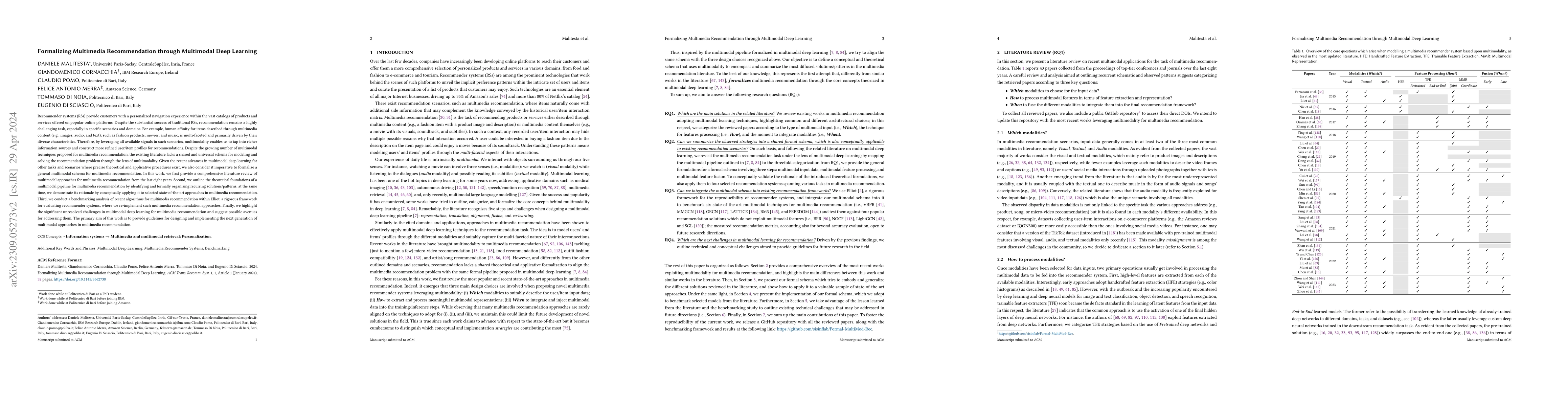 Thumbnail for Formalizing Multimedia Recommendation through Multimodal Deep Learning