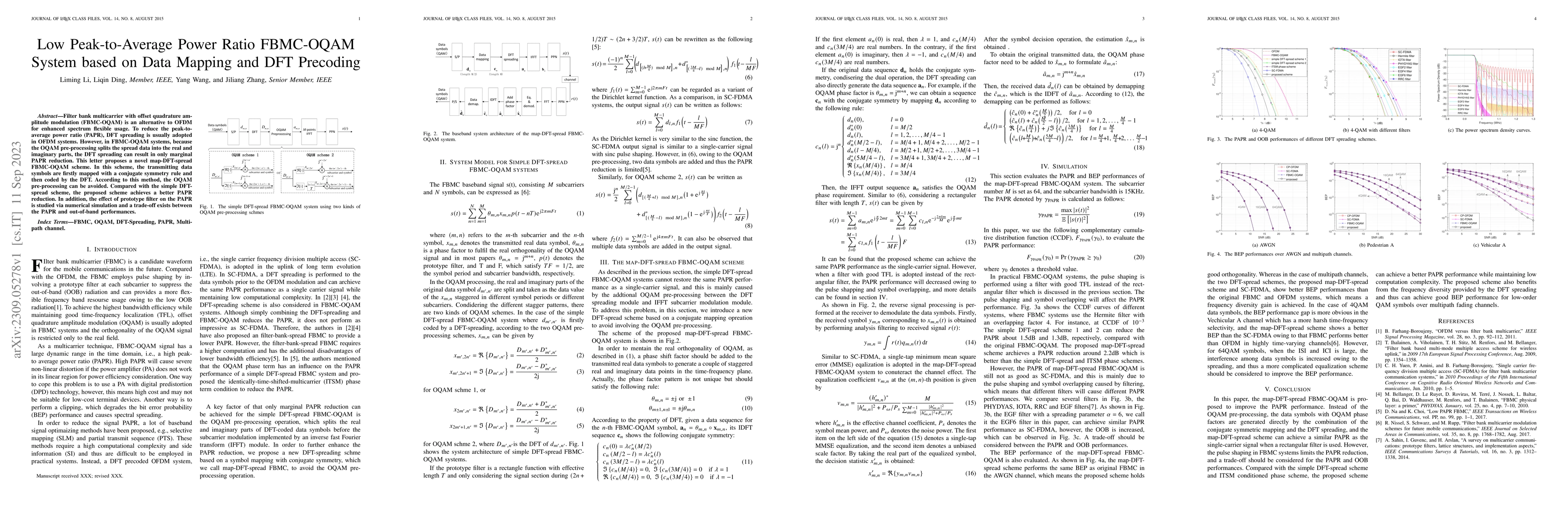 Thumbnail for Low Peak-to-Average Power Ratio FBMC-OQAM System based on Data Mapping
  and DFT Precoding