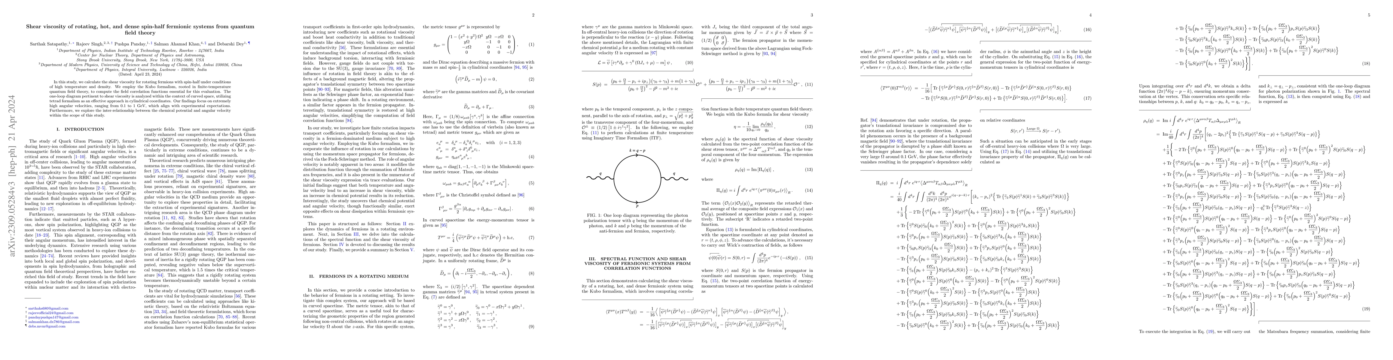 Thumbnail for Shear viscosity of rotating, hot, and dense spin-half fermionic systems
  from quantum field theory