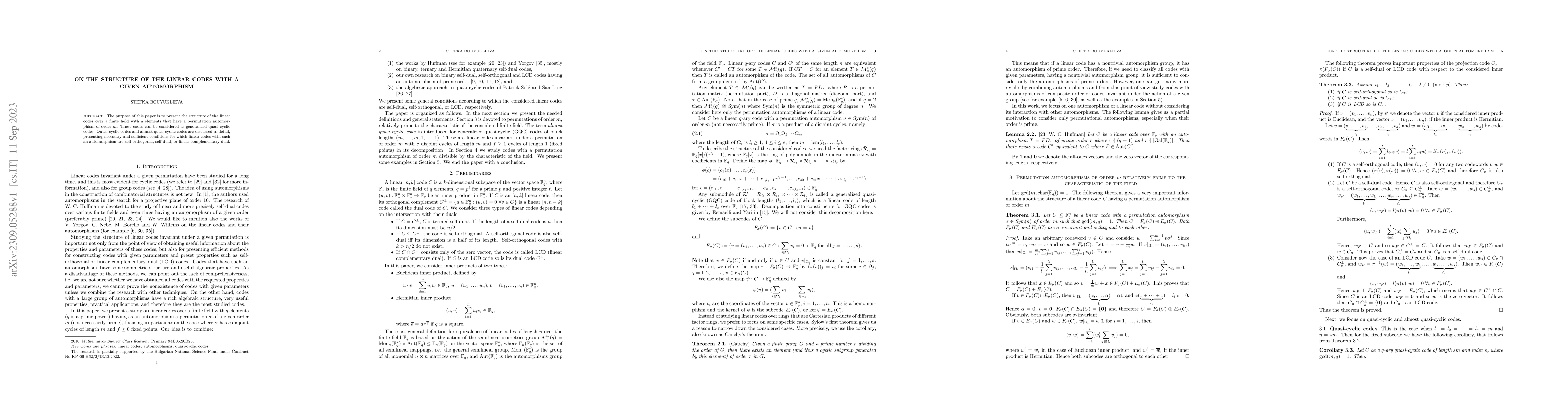 Thumbnail for On the Structure of the Linear Codes with a Given Automorphism