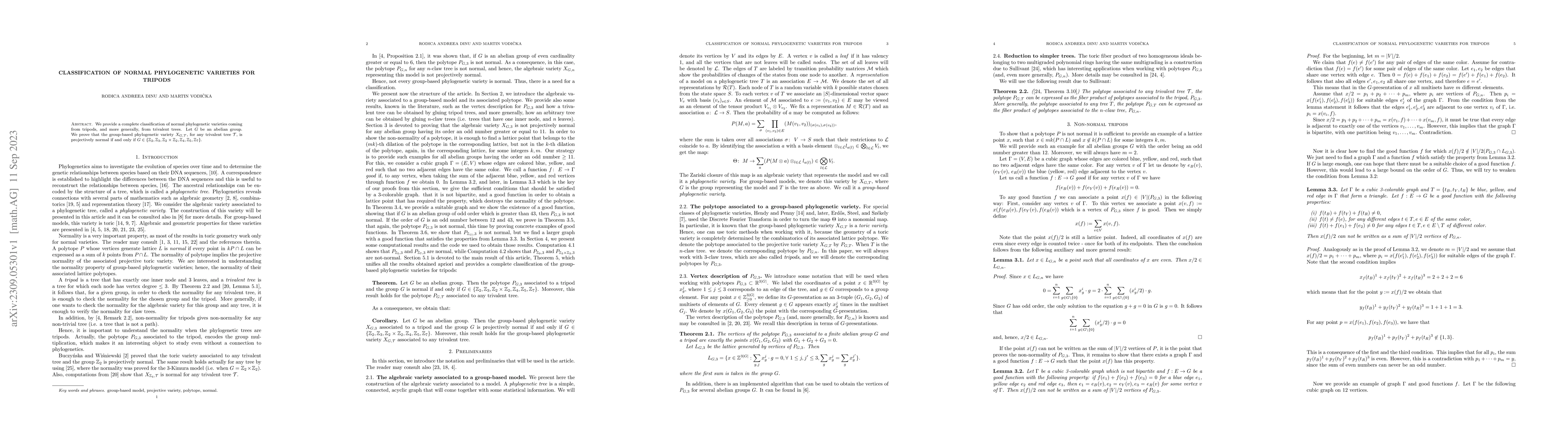 Thumbnail for Classification of normal phylogenetic varieties for tripods