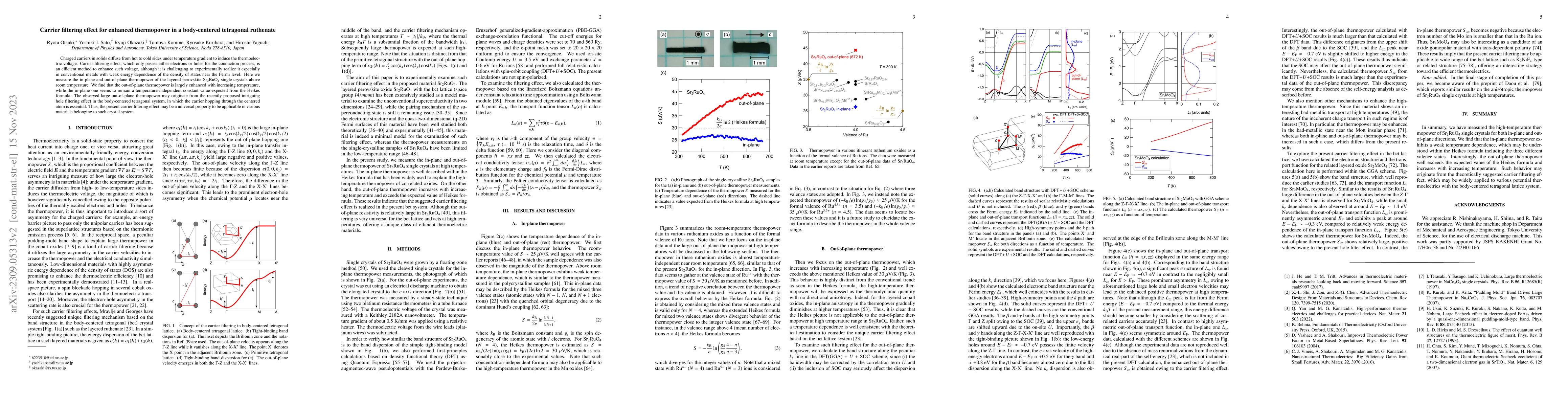 Thumbnail for Carrier filtering effect for enhanced thermopower in a body-centered
  tetragonal ruthenate