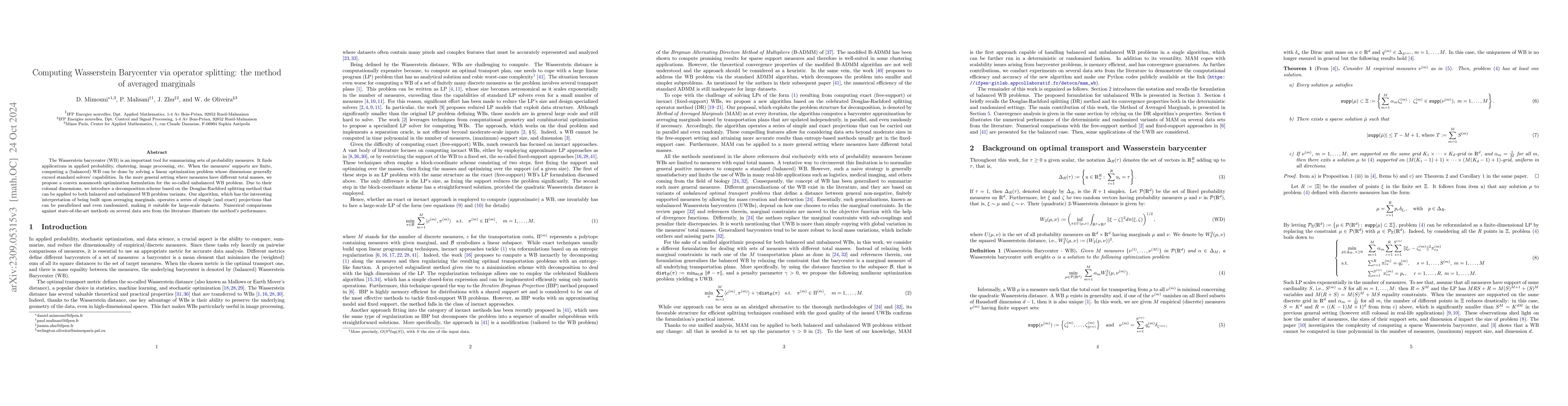 Thumbnail for Computing Wasserstein Barycenter via operator splitting: the method of
  averaged marginals