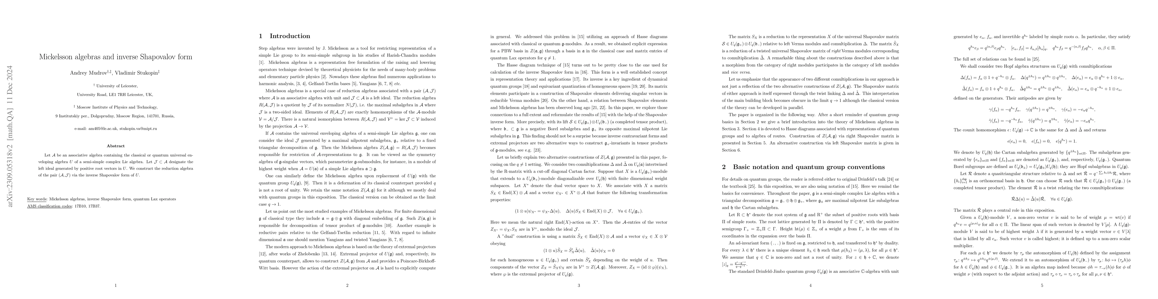 Thumbnail for Mickelsson algebras and inverse Shapovalov form