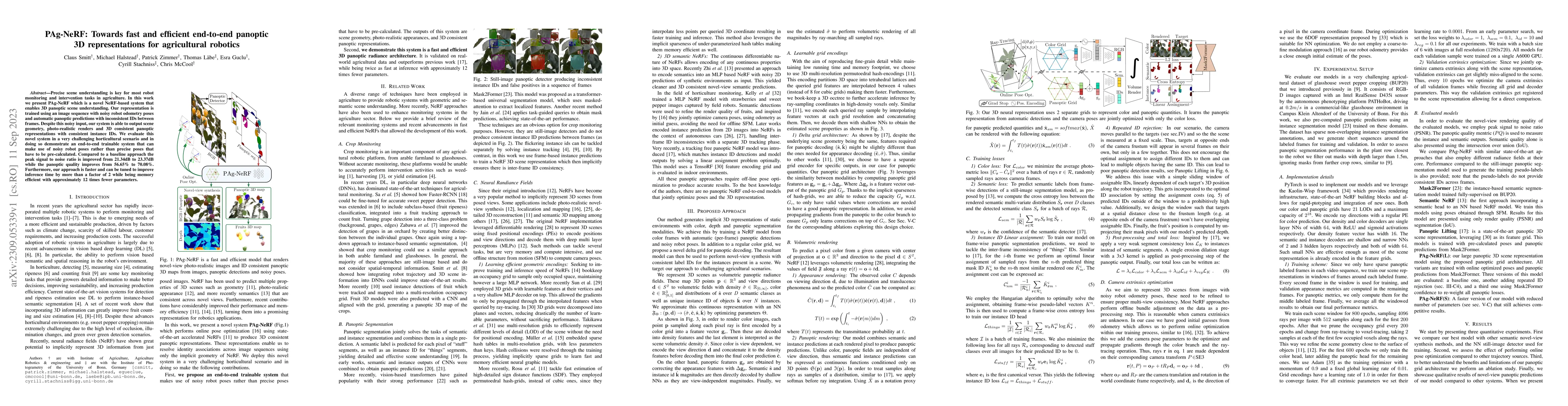 Thumbnail for PAg-NeRF: Towards fast and efficient end-to-end panoptic 3D
  representations for agricultural robotics