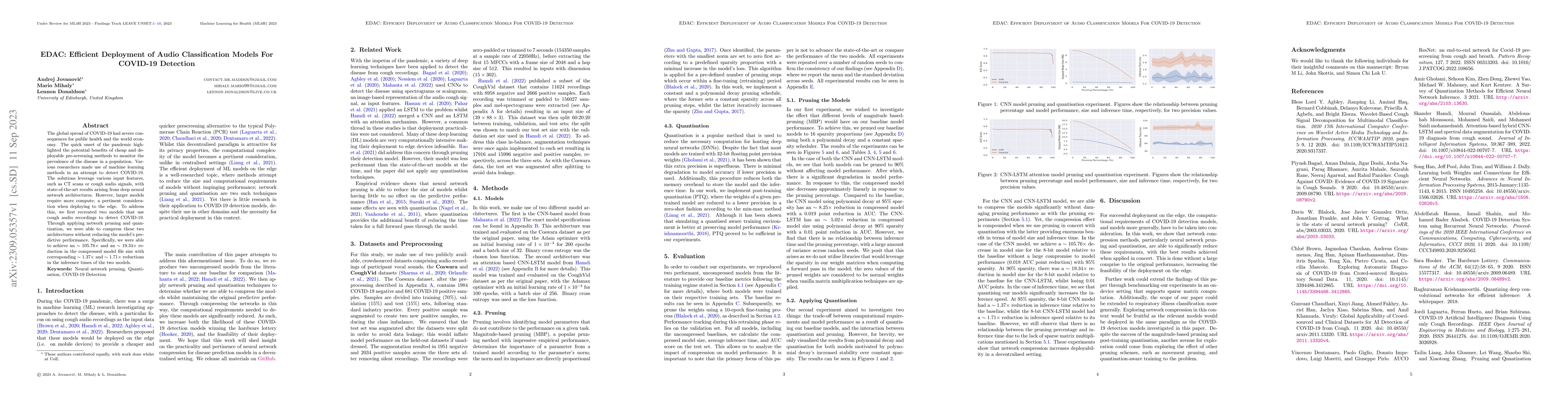 Thumbnail for EDAC: Efficient Deployment of Audio Classification Models For COVID-19
  Detection