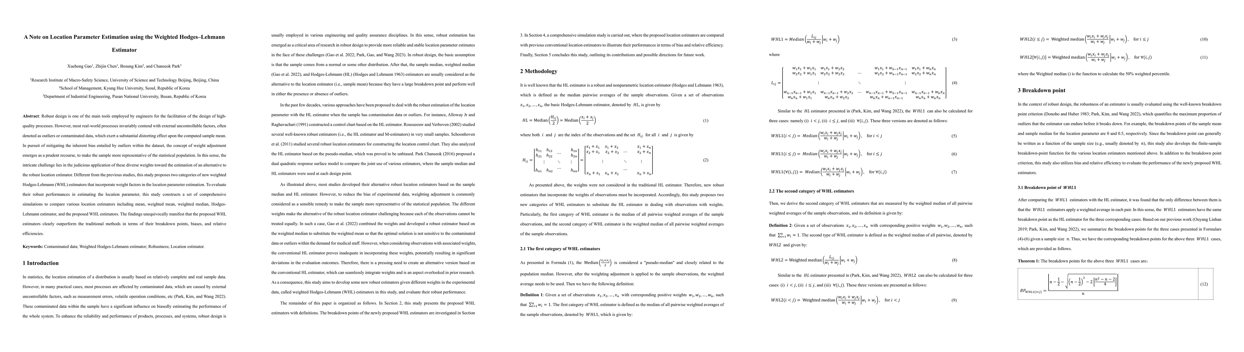 Thumbnail for A Note on Location Parameter Estimation using the Weighted
  Hodges-Lehmann Estimator