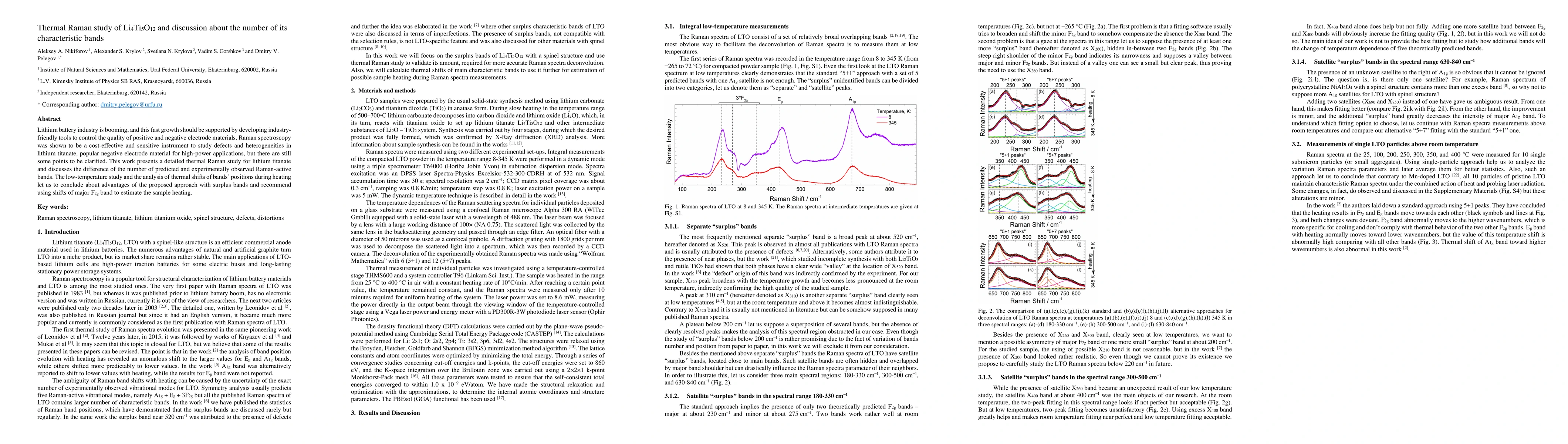 Thumbnail for Thermal Raman study of Li4Ti5O12 and discussion about the number of its
  characteristic bands