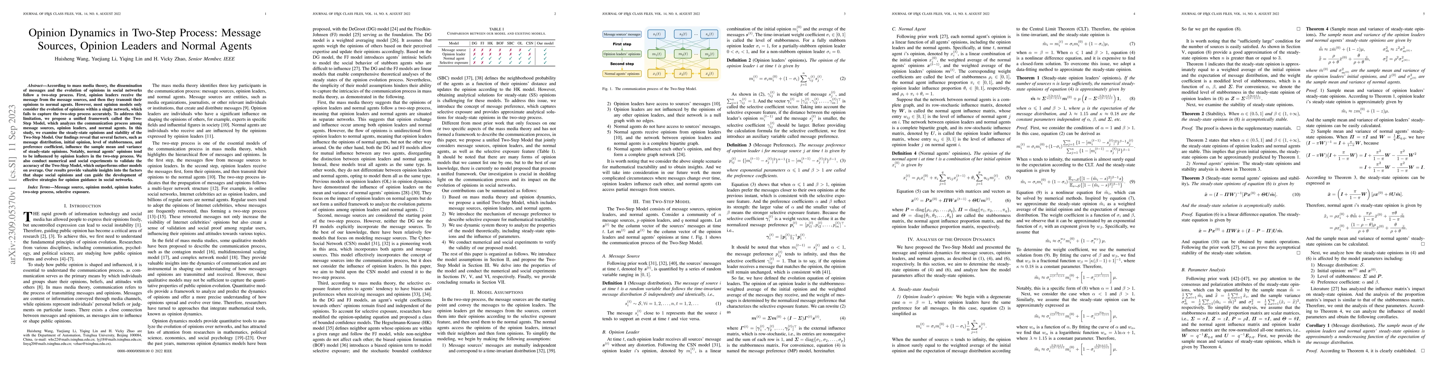 Thumbnail for Opinion Dynamics in Two-Step Process: Message Sources, Opinion Leaders
  and Normal Agents