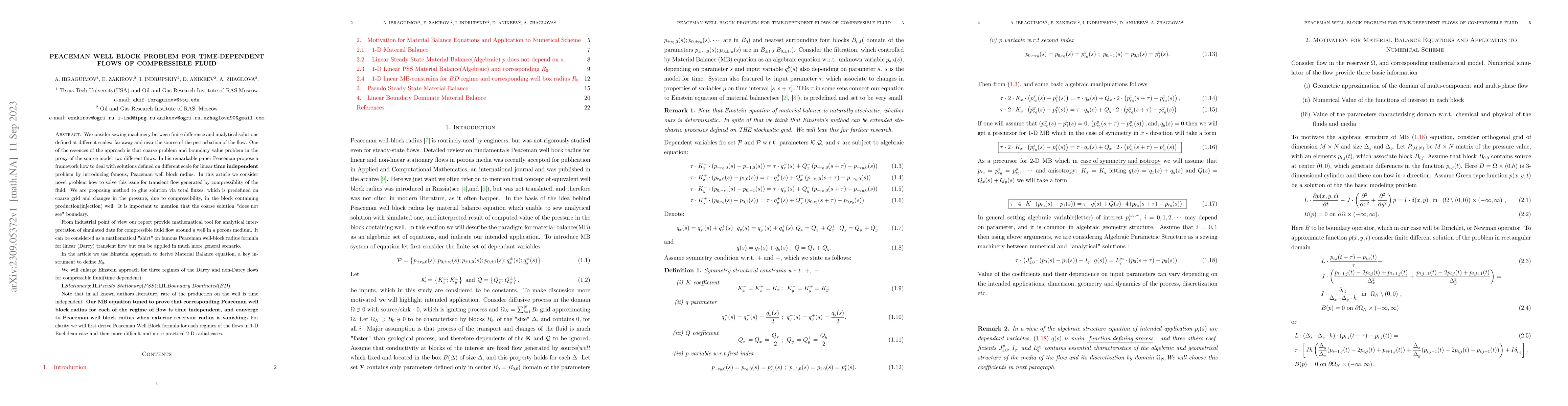 Thumbnail for Peaceman Well Block Problem For Time-Dependent Flows of Compressible
  Fluid