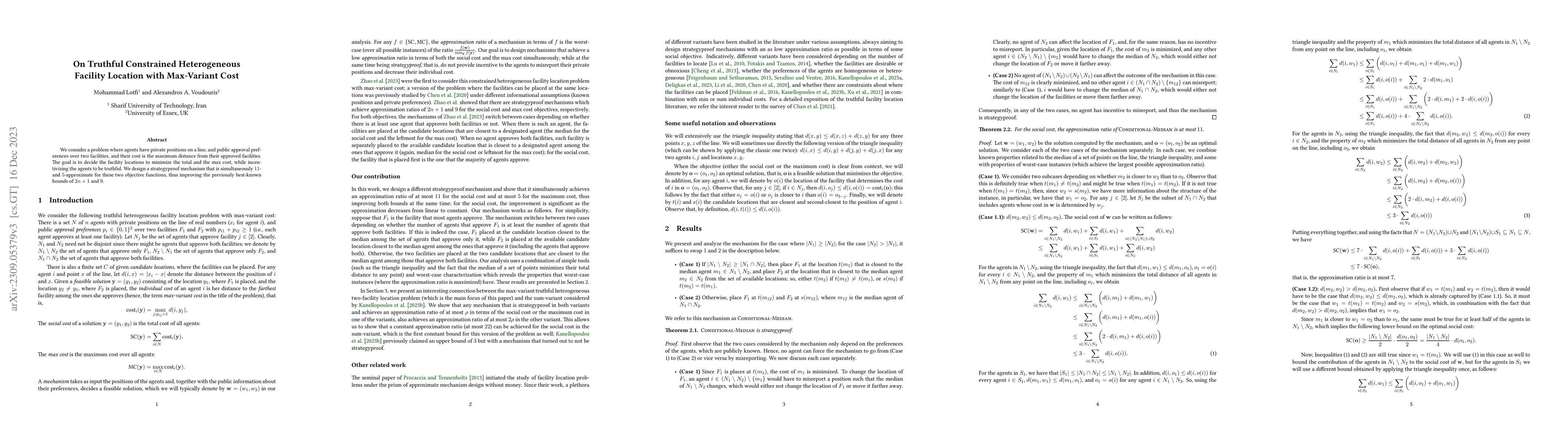 Thumbnail for On Truthful Constrained Heterogeneous Facility Location with Max-Variant
  Cost