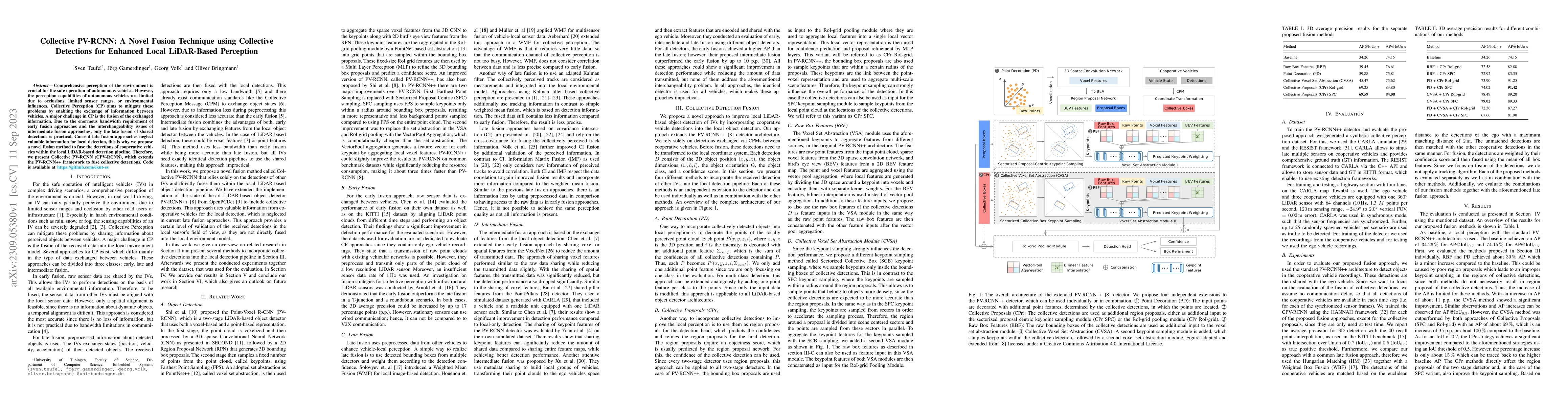 Thumbnail for Collective PV-RCNN: A Novel Fusion Technique using Collective Detections
  for Enhanced Local LiDAR-Based Perception