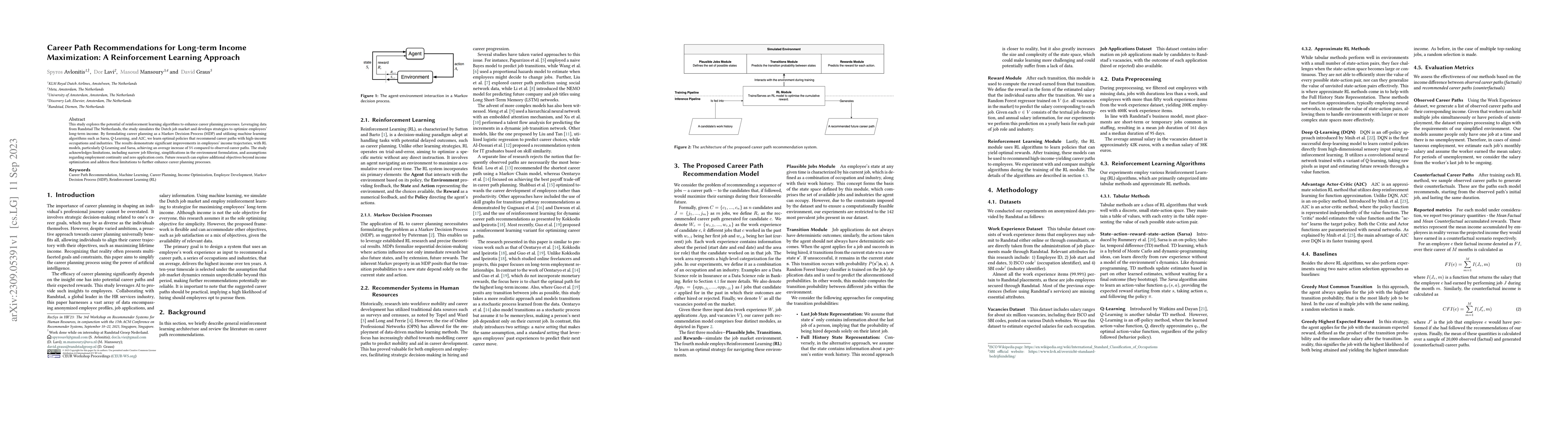 Thumbnail for Career Path Recommendations for Long-term Income Maximization: A
  Reinforcement Learning Approach