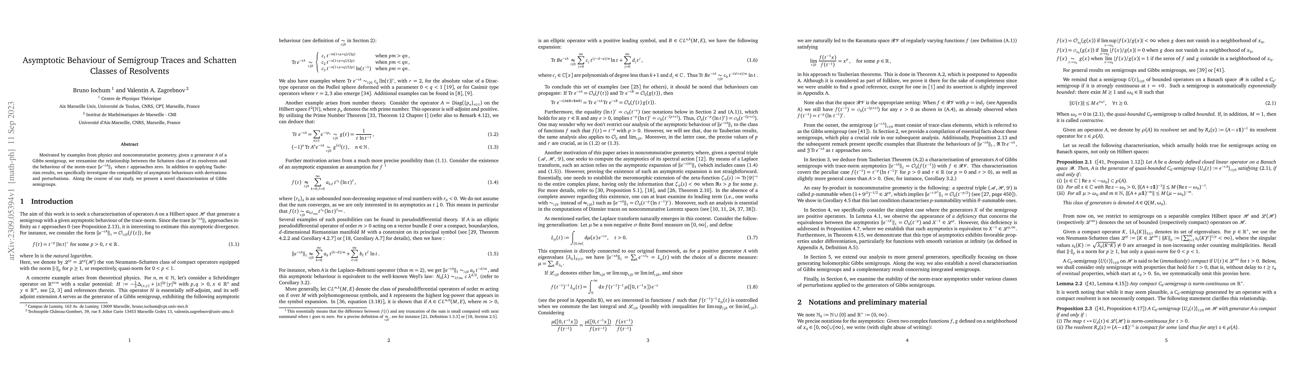 Thumbnail for Asymptotic Behaviour of Semigroup Traces and Schatten Classes of
  Resolvents