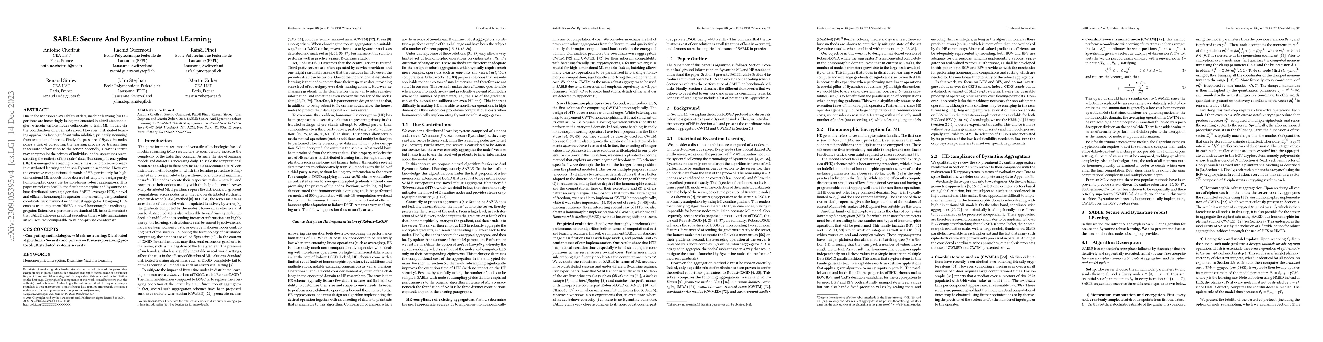 Thumbnail for SABLE: Secure And Byzantine robust LEarning