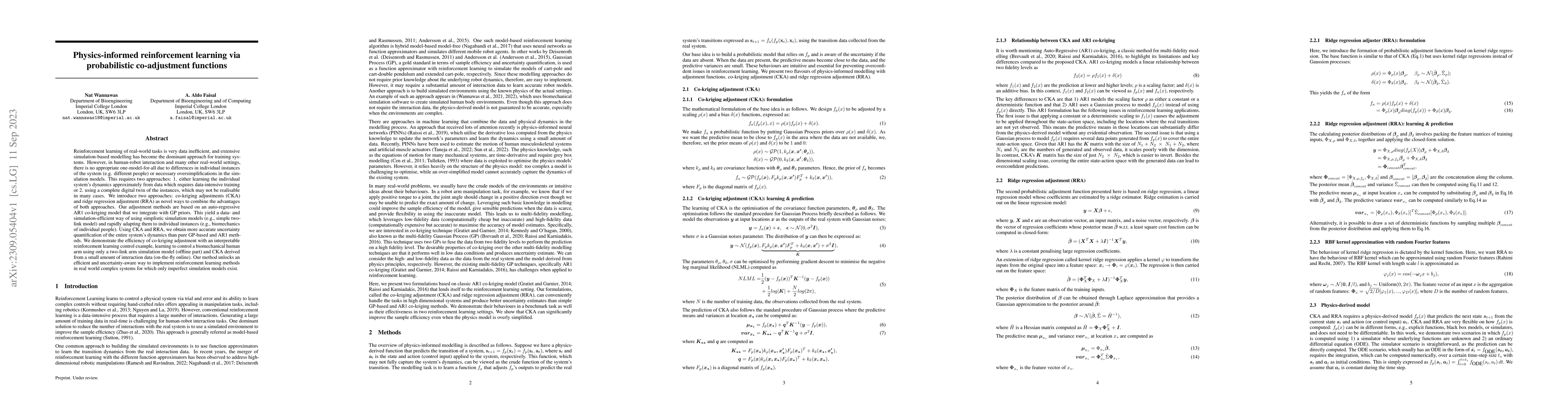Thumbnail for Physics-informed reinforcement learning via probabilistic co-adjustment
  functions