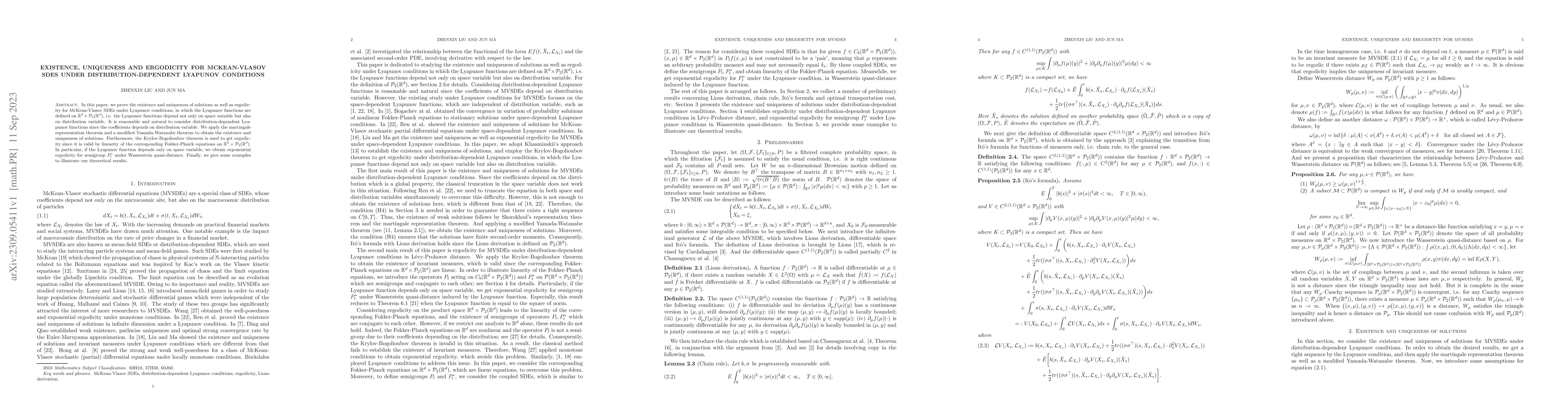 Thumbnail for Existence, uniqueness and ergodicity for McKean-Vlasov SDEs under
  distribution-dependent Lyapunov conditions