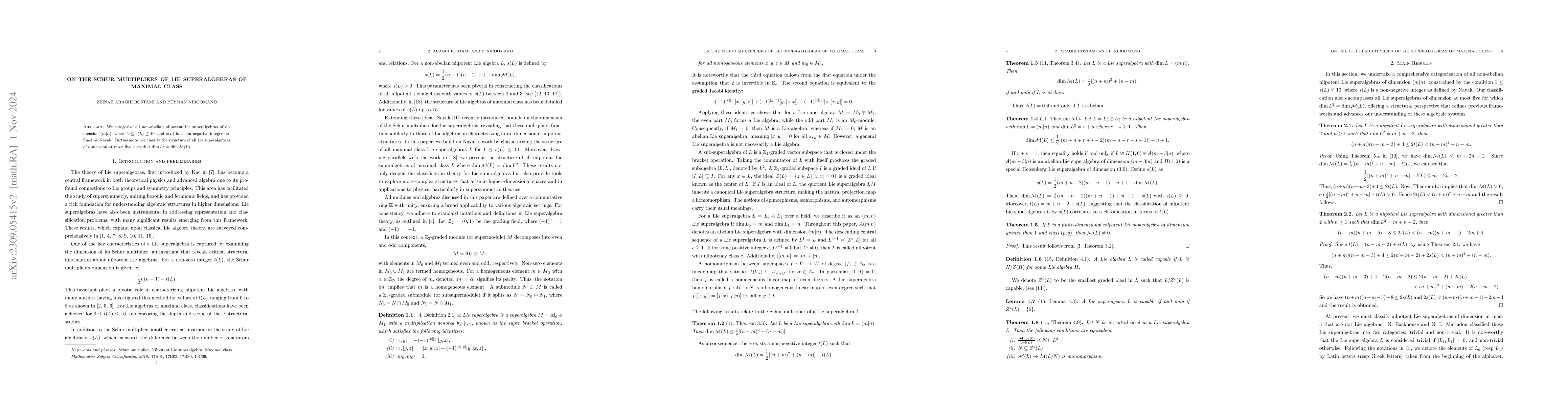 Thumbnail for On the Schur multipliers of Lie superalgebras of maximal class