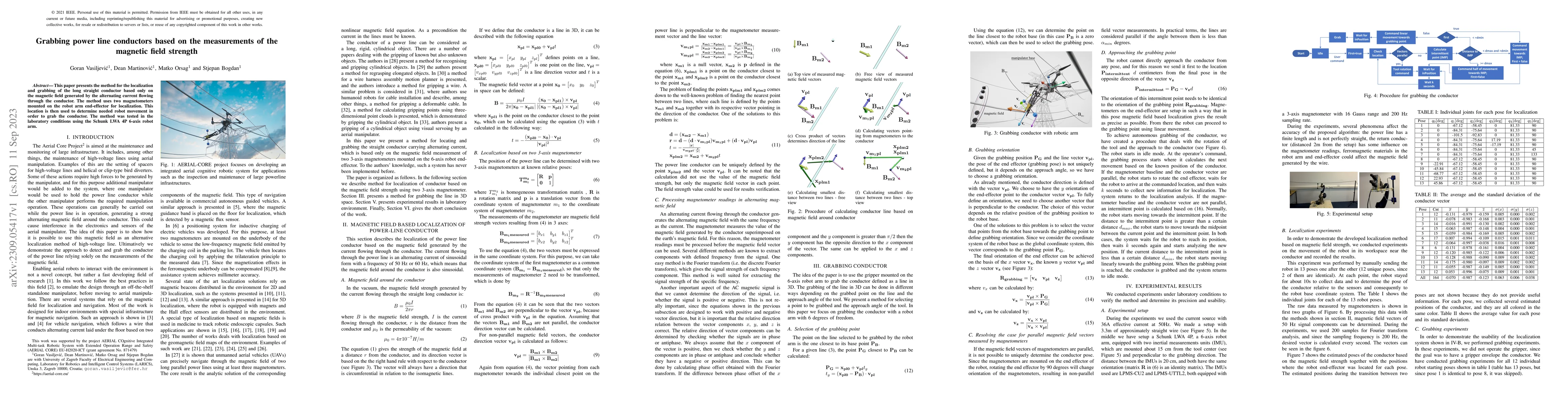 Thumbnail for Grabbing power line conductors based on the measurements of the magnetic
  field strength