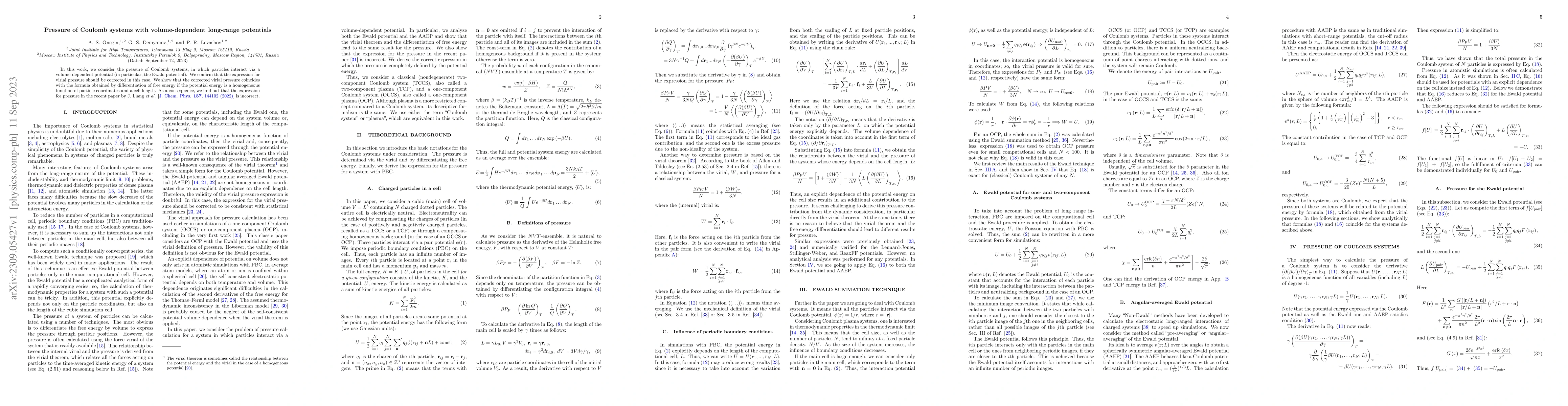 Thumbnail for Pressure of Coulomb systems with volume-dependent long-range potentials