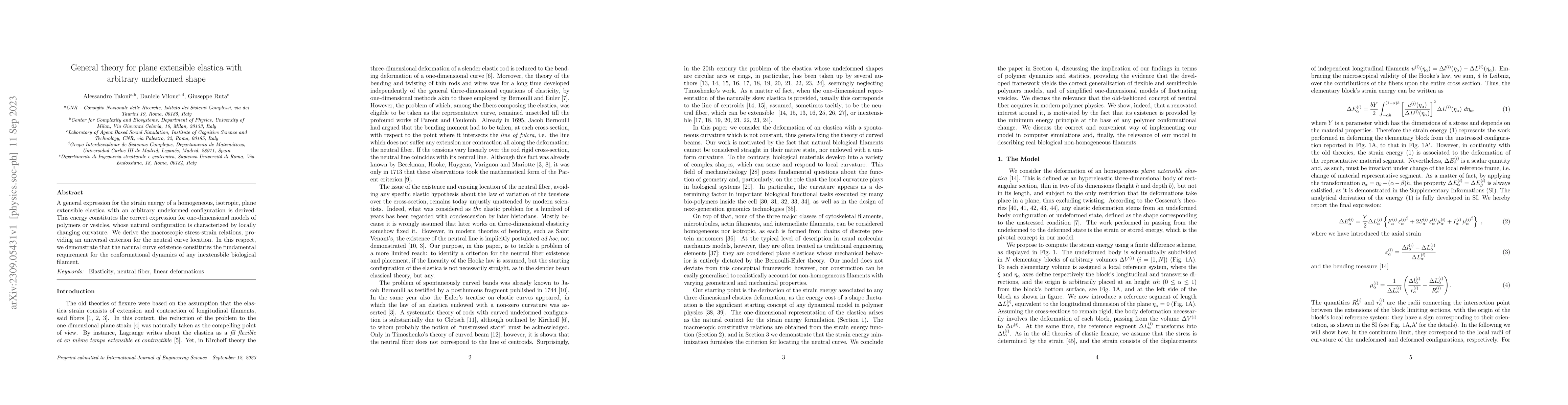 Thumbnail for General theory for plane extensible elastica with arbitrary undeformed
  shape