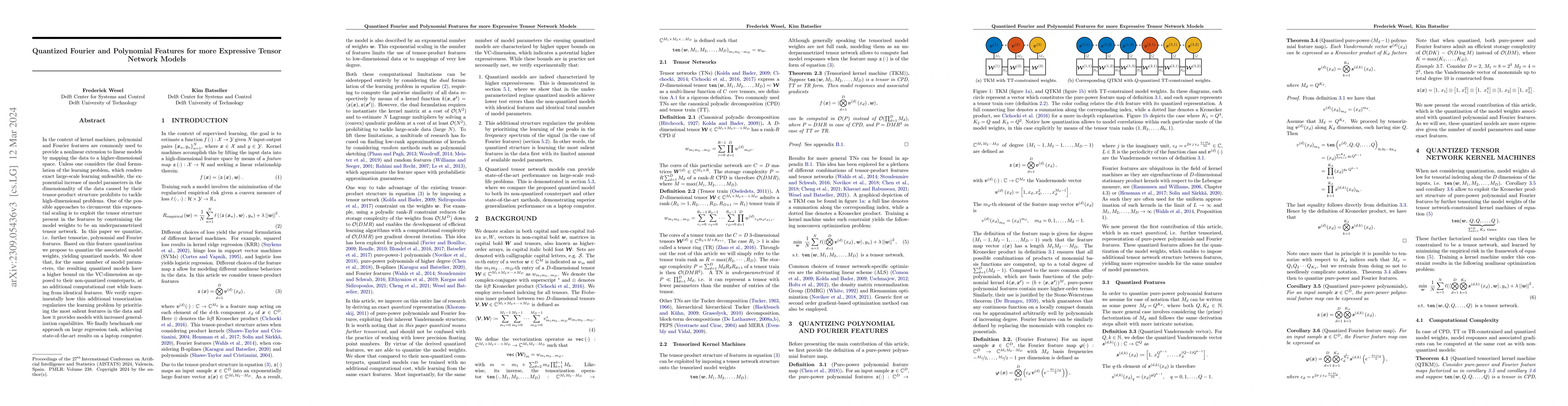 Thumbnail for Quantized Fourier and Polynomial Features for more Expressive Tensor
  Network Models