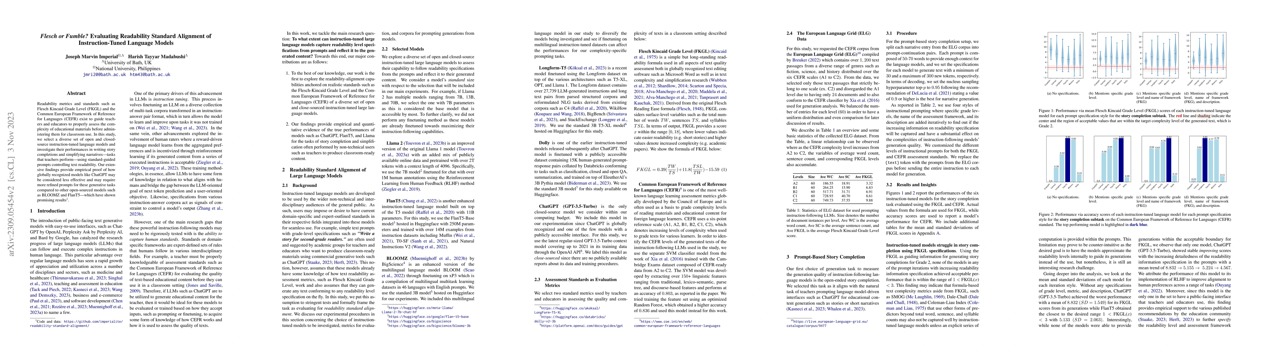Thumbnail for Flesch or Fumble? Evaluating Readability Standard Alignment of
  Instruction-Tuned Language Models