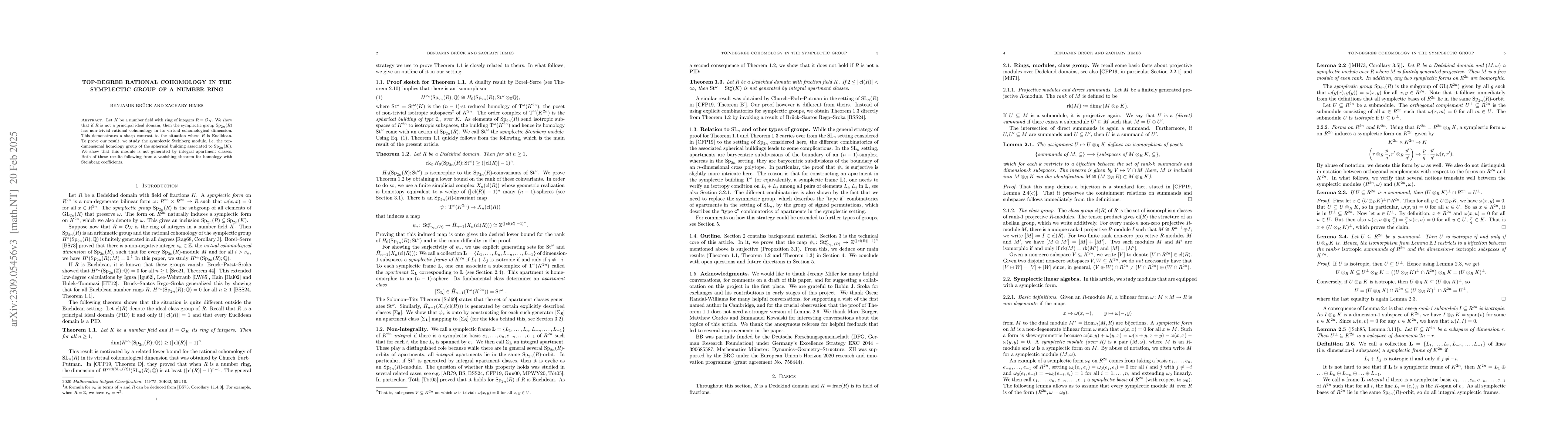 Thumbnail for Top-degree rational cohomology in the symplectic group of a number ring