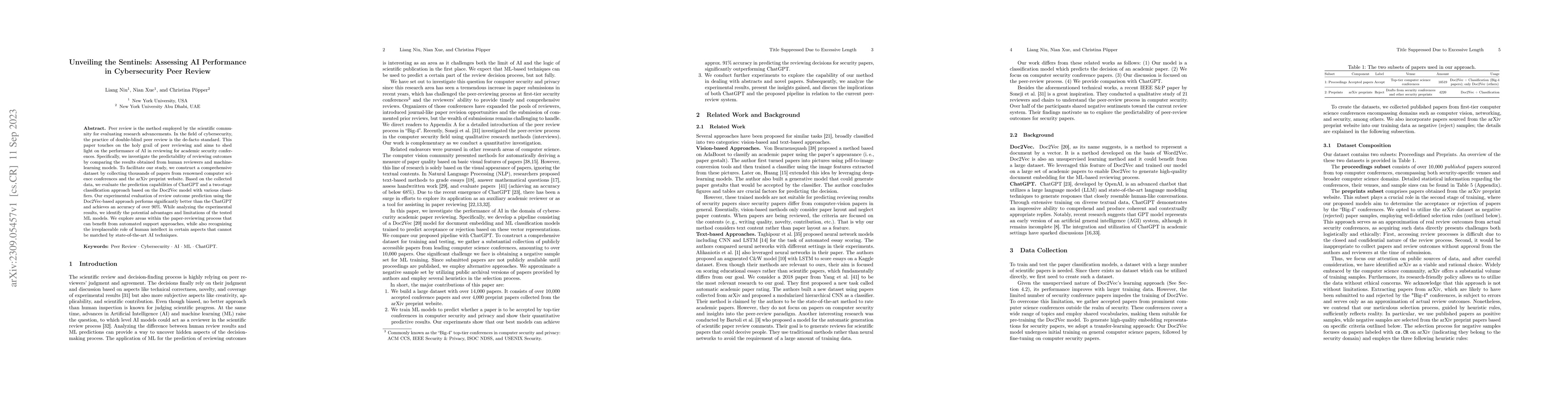 Thumbnail for Unveiling the Sentinels: Assessing AI Performance in Cybersecurity Peer
  Review