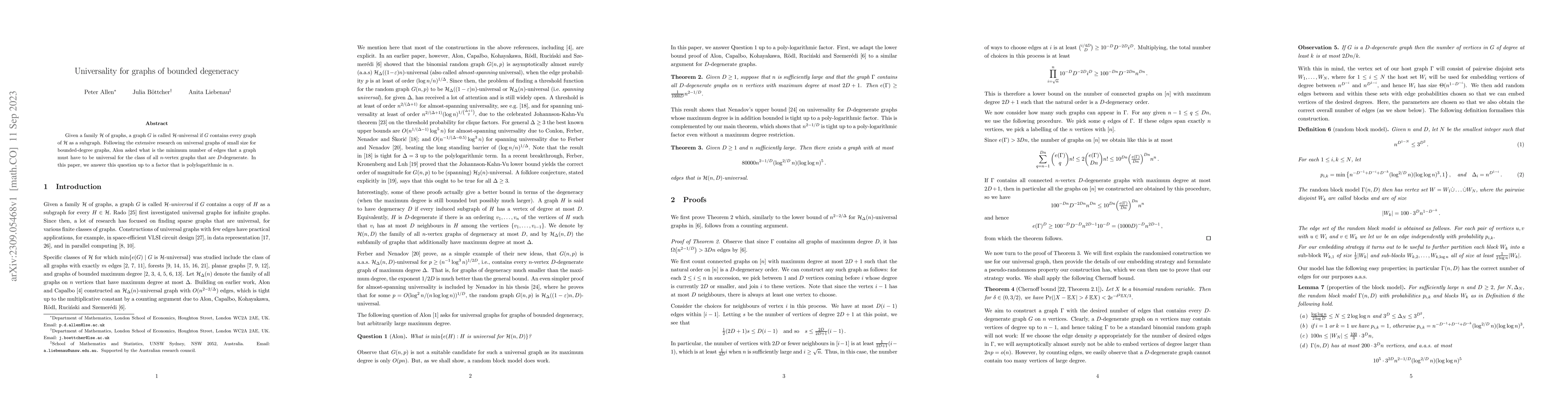 Thumbnail for Universality for graphs of bounded degeneracy