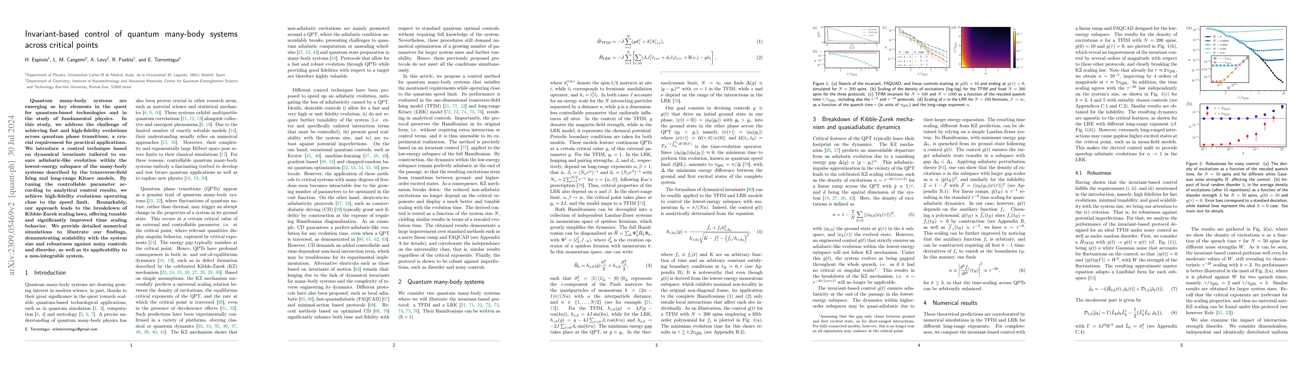 Thumbnail for Invariant-based control of quantum many-body systems across critical
  points