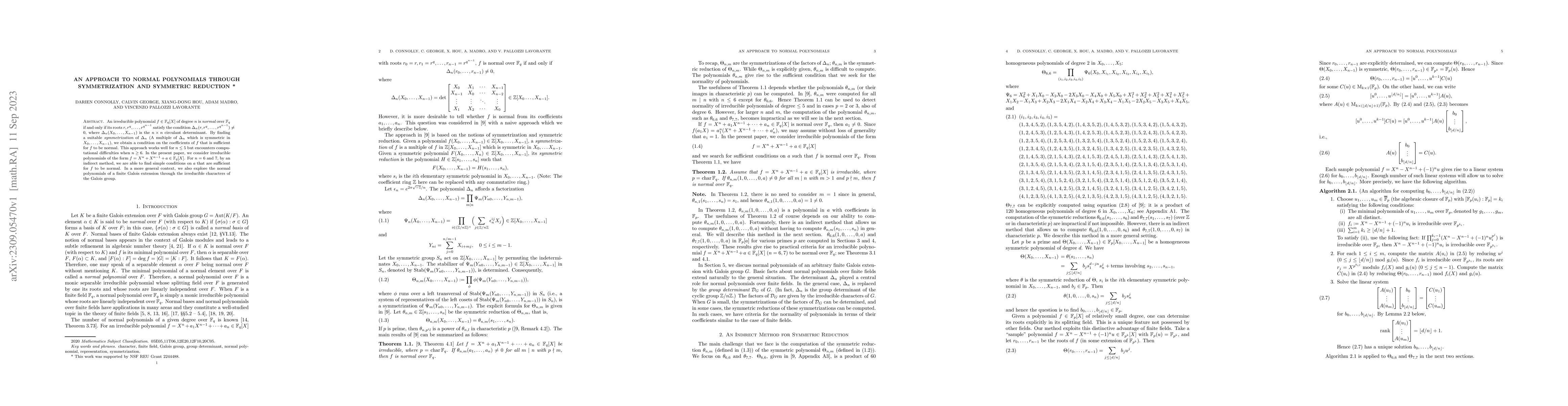 Thumbnail for An approach to normal polynomials through symmetrization and symmetric
  reduction