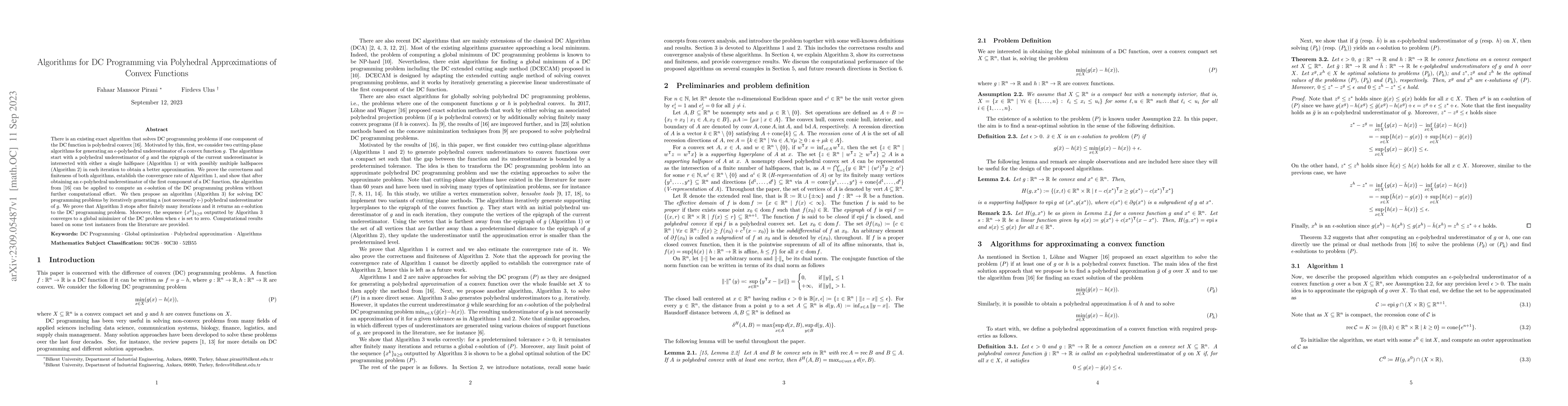 Thumbnail for Algorithms for DC Programming via Polyhedral Approximations of Convex
  Functions