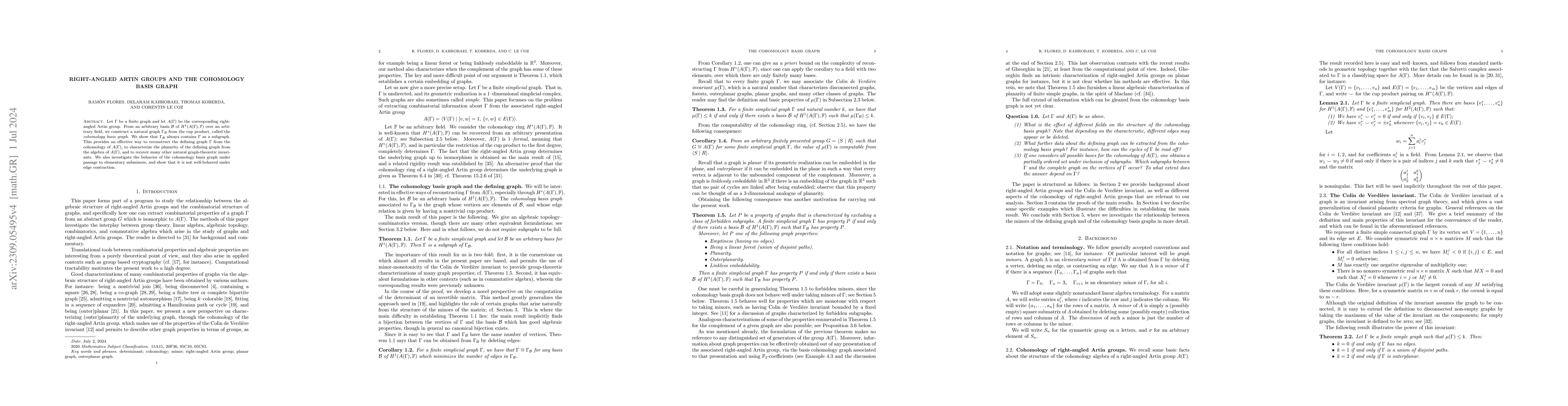 Thumbnail for Right-angled Artin groups and the cohomology basis graph