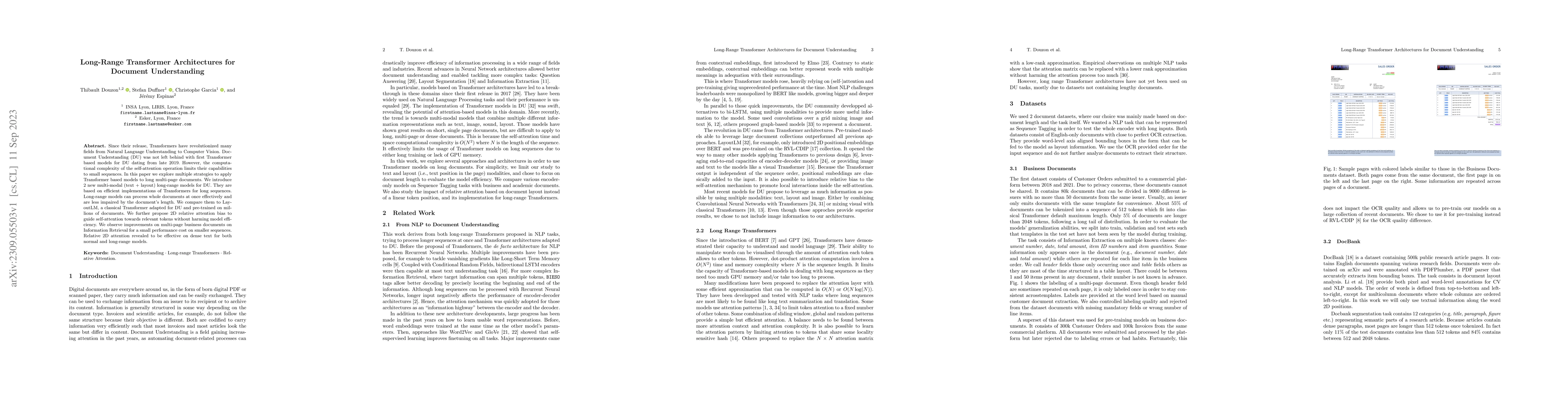 Thumbnail for Long-Range Transformer Architectures for Document Understanding