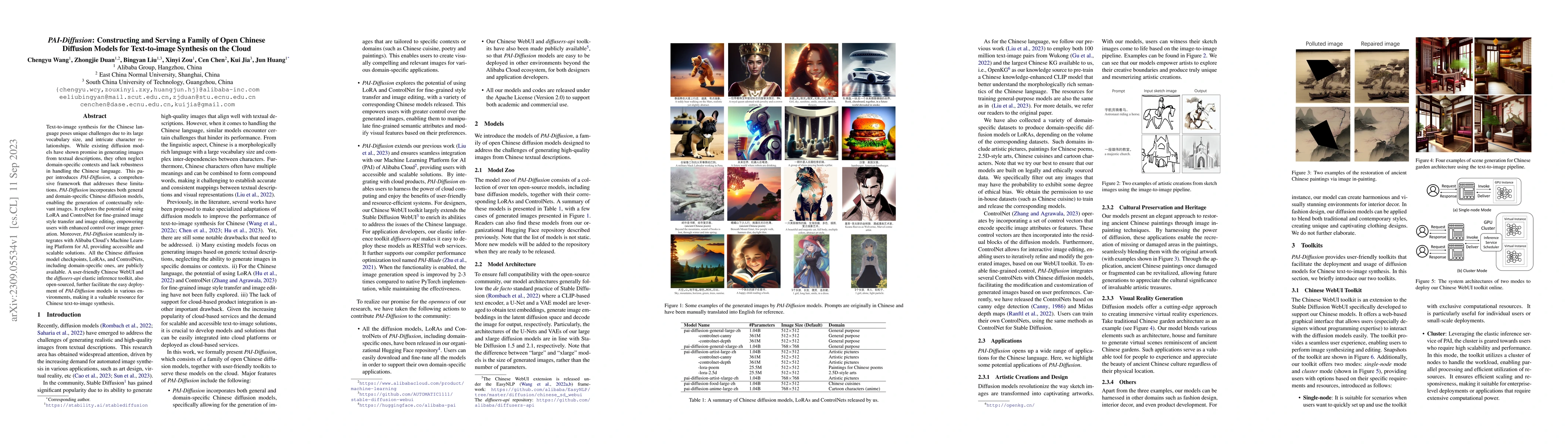 Thumbnail for PAI-Diffusion: Constructing and Serving a Family of Open Chinese
  Diffusion Models for Text-to-image Synthesis on the Cloud