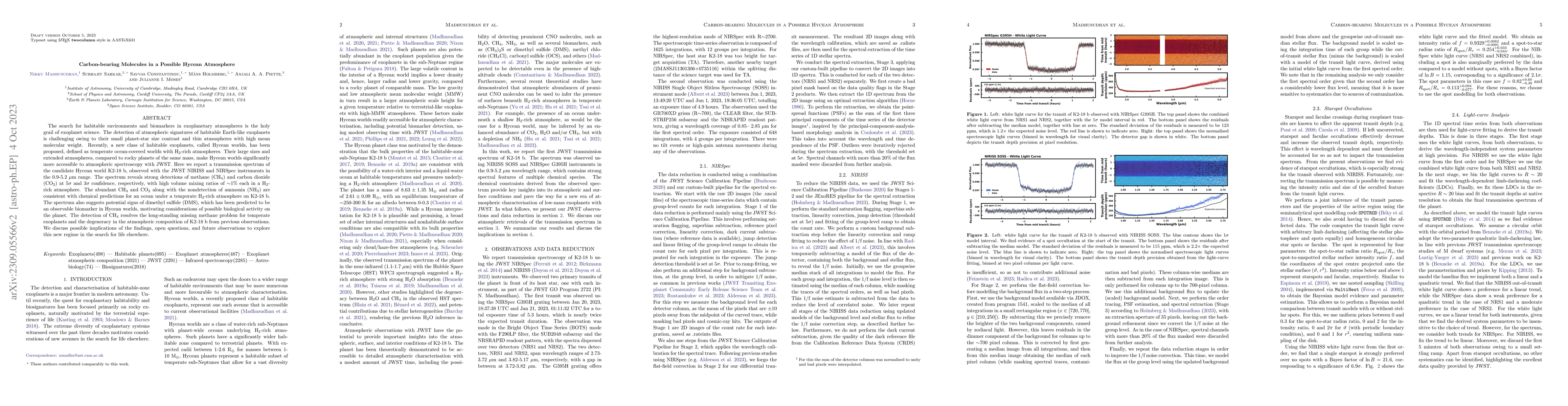 Thumbnail for Carbon-bearing Molecules in a Possible Hycean Atmosphere