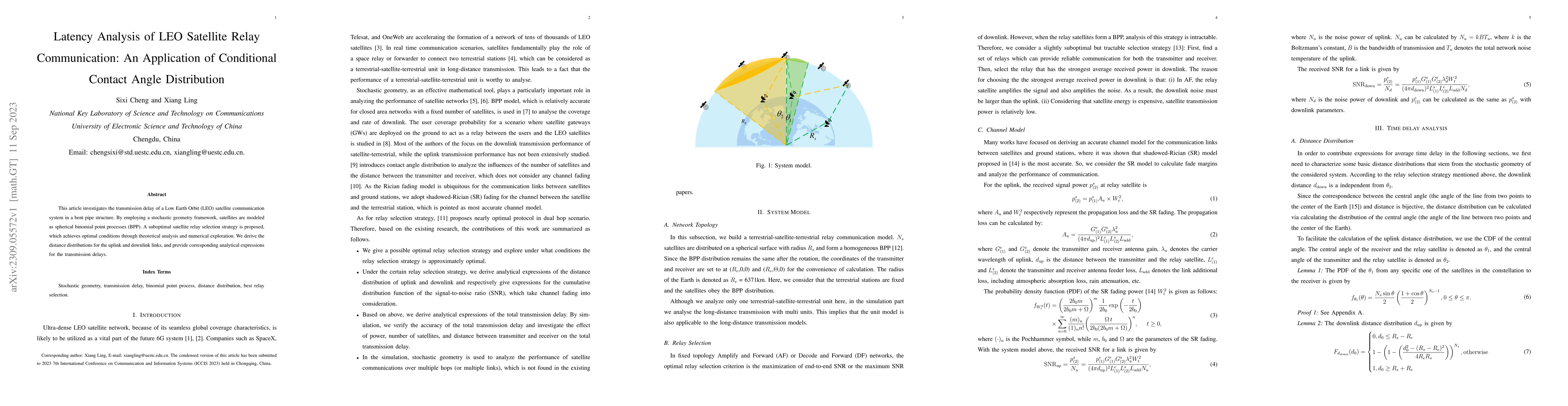 Thumbnail for Latency Analysis of LEO Satellite Relay Communication: An Application of
  Conditional Contact Angle Distribution