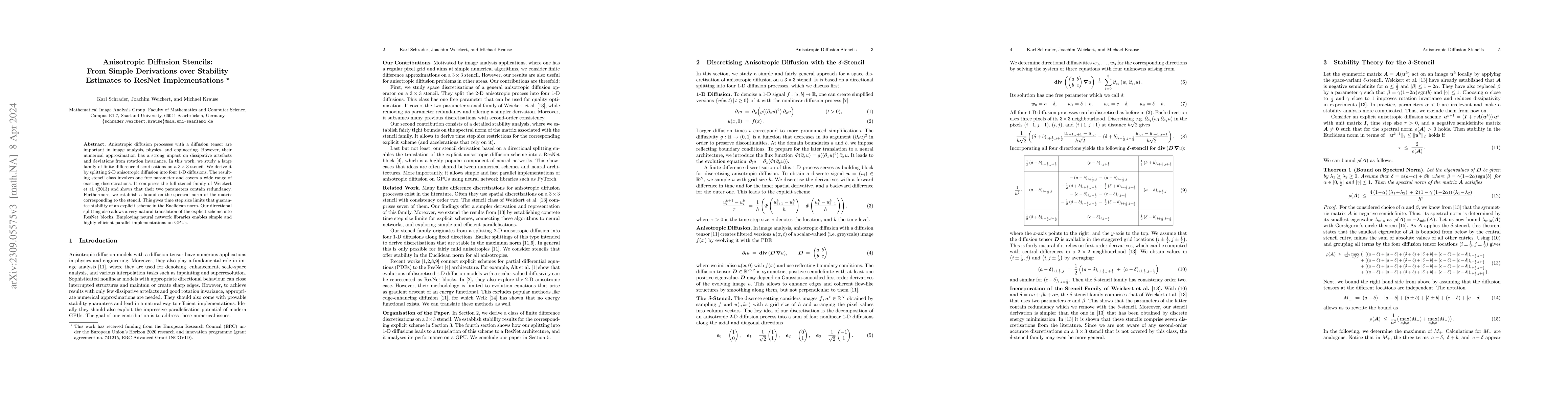 Thumbnail for Anisotropic Diffusion Stencils: From Simple Derivations over Stability
  Estimates to ResNet Implementations