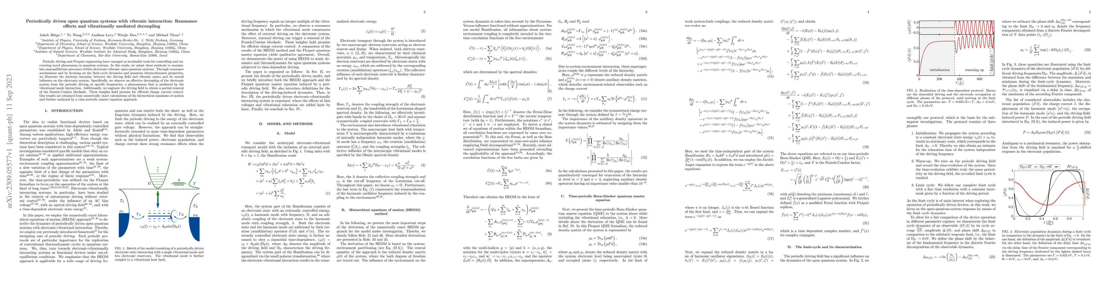 Thumbnail for Periodically driven open quantum systems with vibronic interaction:
  Resonance effects and vibrationally mediated decoupling