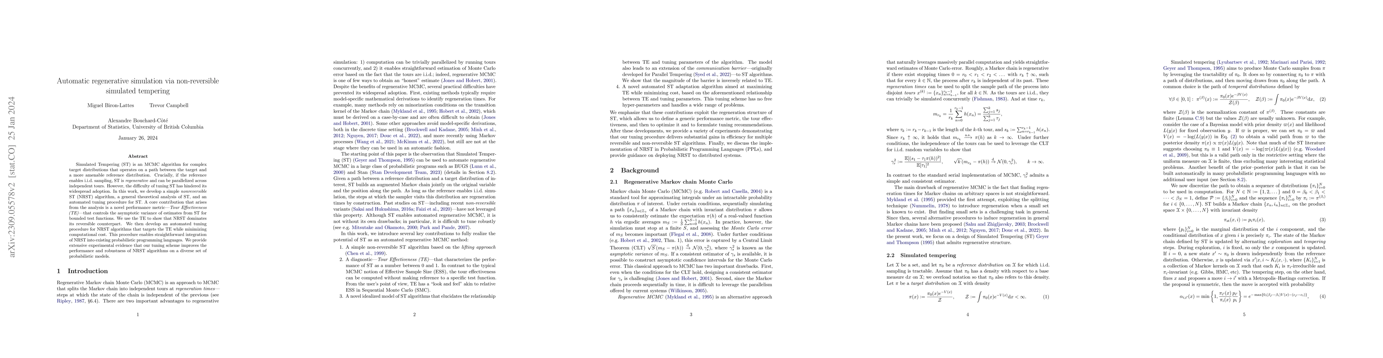 Thumbnail for Automatic Regenerative Simulation via Non-Reversible Simulated Tempering