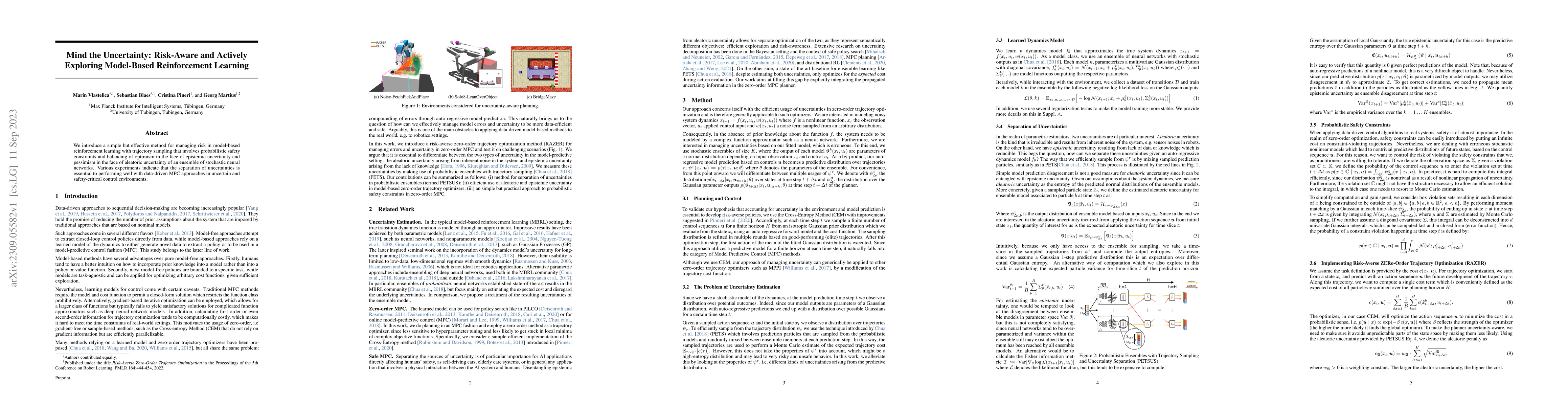 Thumbnail for Mind the Uncertainty: Risk-Aware and Actively Exploring Model-Based
  Reinforcement Learning